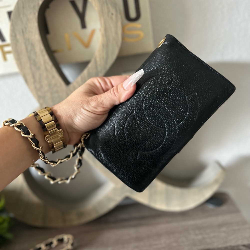 🖤Vintage Chanel Timeless Clutch Wallet on a Chain 2way Wristlet Crossbody Revamp - Picture 3 of 17
